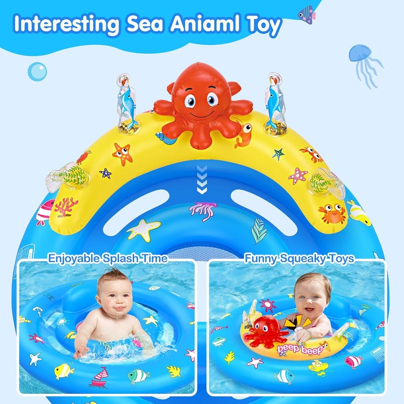 HINZER Baby Pool Float with Canopy, Inflatable Baby Swim Float with UPF50+ Sun Protection, Toddler Infant Pool Float with Toy Play Console Adjustable Safety Seat for Kids Girls Boys Aged 6-36 Months - Image 4
